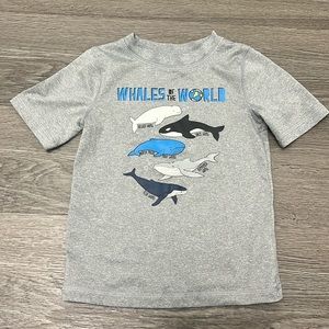 Cat & Jack Boys Gray Whale Short Sleeve Rash Guard Swim Top 2T